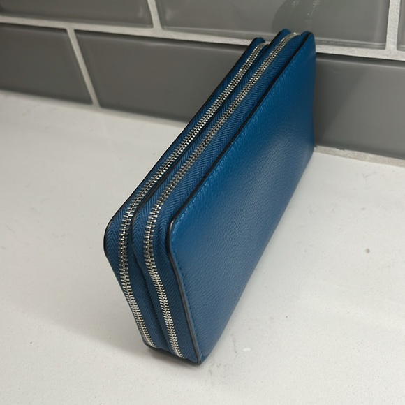 Michael Kors MICHAEL Adele Steel Blue Double Zip Wallet - Picture 5 of 10